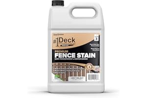 SAVERSYSTEMS #1 Deck Premium Wood Fence Stain and Sealer - Semi-Transparent Fence Sealer - Light Walnut, 1 Gallon