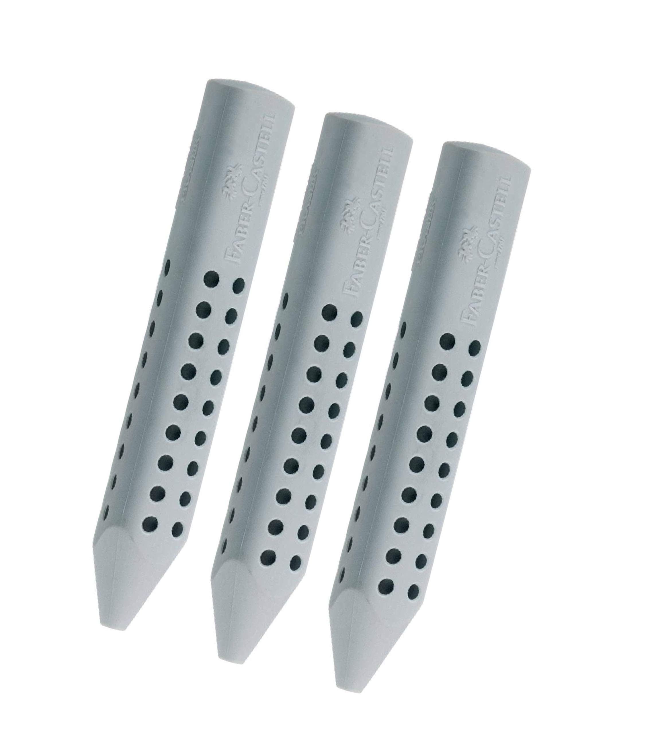Faber-Castell Triangular Eraser Grip 2001 (3 x Grey)