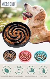 WERFORU Large Slow Feeder Dog Bowl Spiral Maze Non Slip 9.6in Black view 7