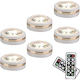 LEASTYLE Wireless LED Puck Lights with Remote Control 6 Pack, LED Under Cabinet Lighting,Puck Lights Battery Operated, Closet
