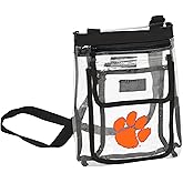 Logo Brands NCAA Clemson Tigers Gameday Clear Crossbody Bag - Stadium Approved, Adjustable Strap, Two Pockets, Front Zipper Pocket