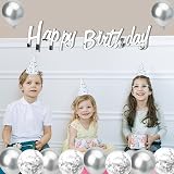 Kriovoa Silver Happy Birthday Balloons Banner Party Decorations Set view 4