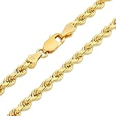 Nuragold 10K Real Yellow Gold 3mm Solid Rope Chain Diamond Cut Necklace (16"-30") Italian Jewelry for Men & Women
