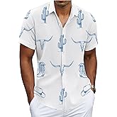 Cowboy Shirts for Men Western Shirts Rodeo Bowling Outfit Country Tshirt Mens Button Down Shirt Graphic T-Shirts