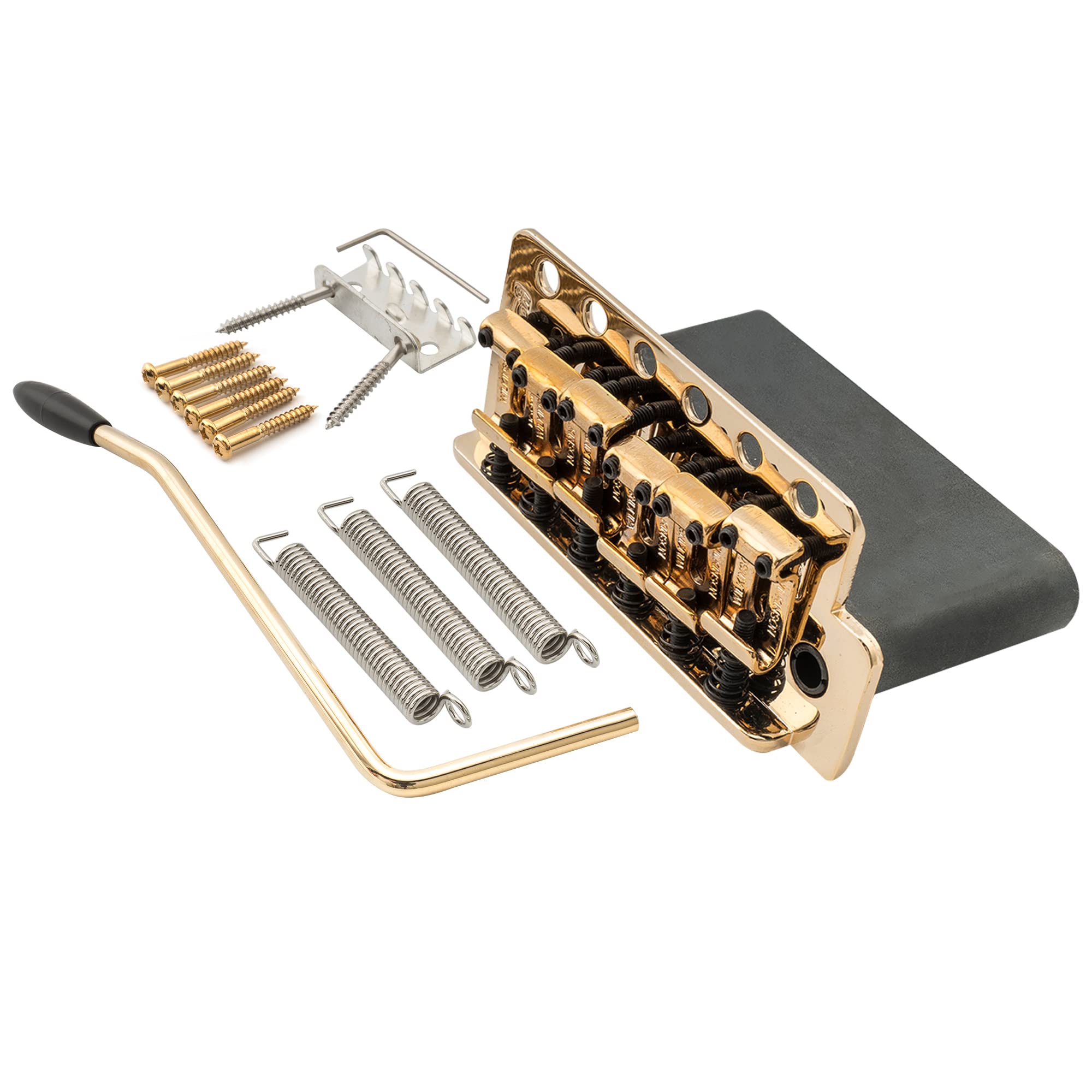 Wilkinson WVC-SB 54mm 6-Hole Vintage Steel Saddles Guitar Tremolo Bridge with Full Solid Steel Block for USA Vintage Strat and Japan Strat, Gold