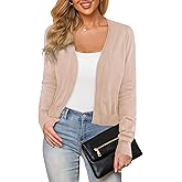 Plusashion Women's Cropped Cardigan Sweaters Long Sleeve Open Front Bolero Knit Shrugs for Dresses