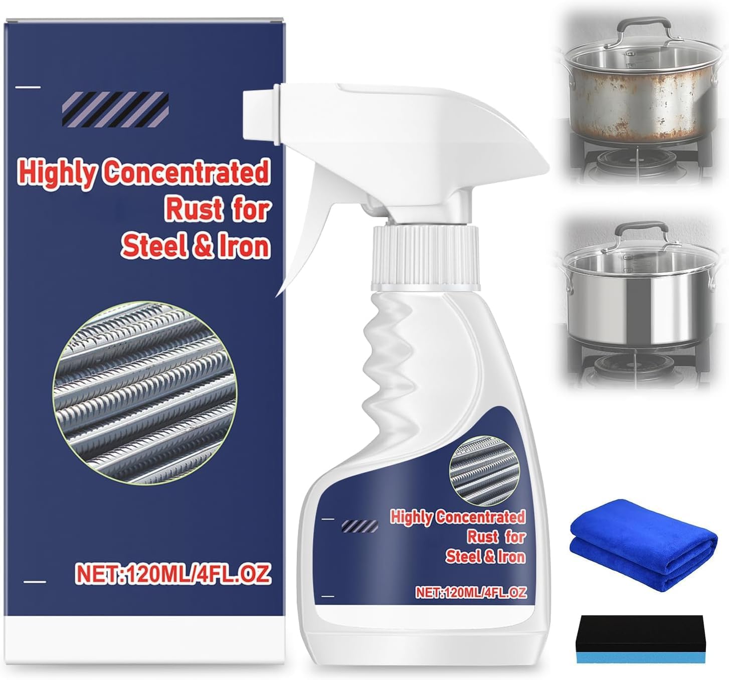 Yiueoiar Rust Remover Spray for Metal, Powerful Rust Remover Heavy Duty Metal Cleaner, Multipurpose Rust Stain Remover for Metal, Stainless Steel, Automotive Parts, Fast Acting