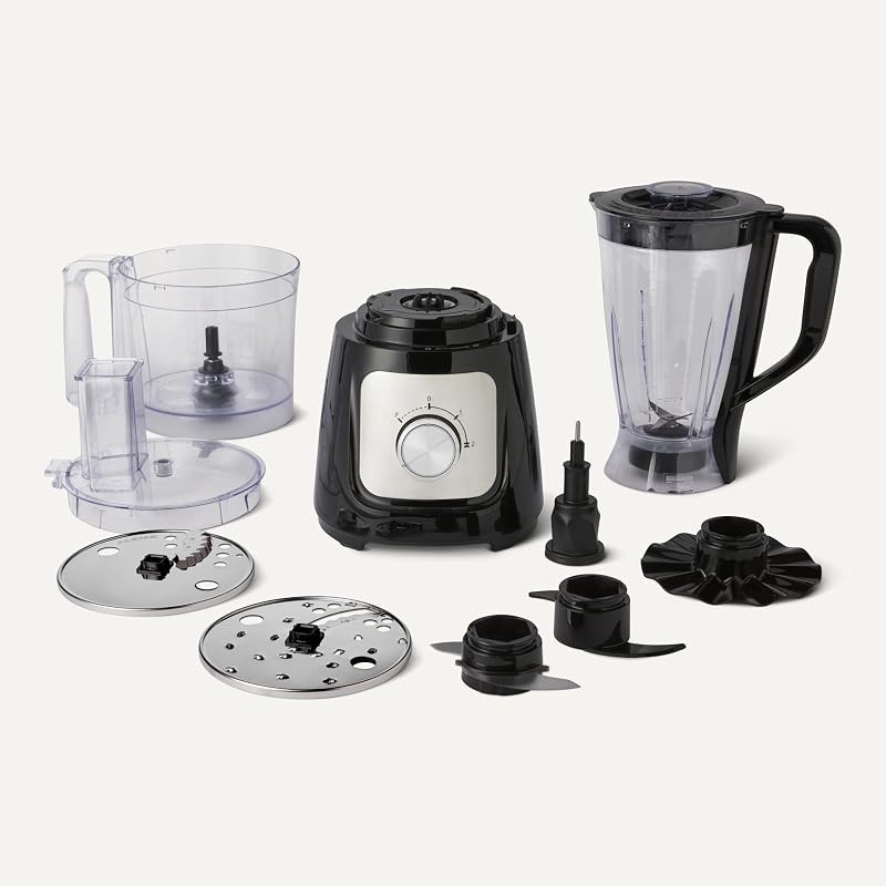 Robot culinaire et fouet à 2 vitesses, bol de 2,4 litres et carafe de 1,5 litre, 800 W, noir