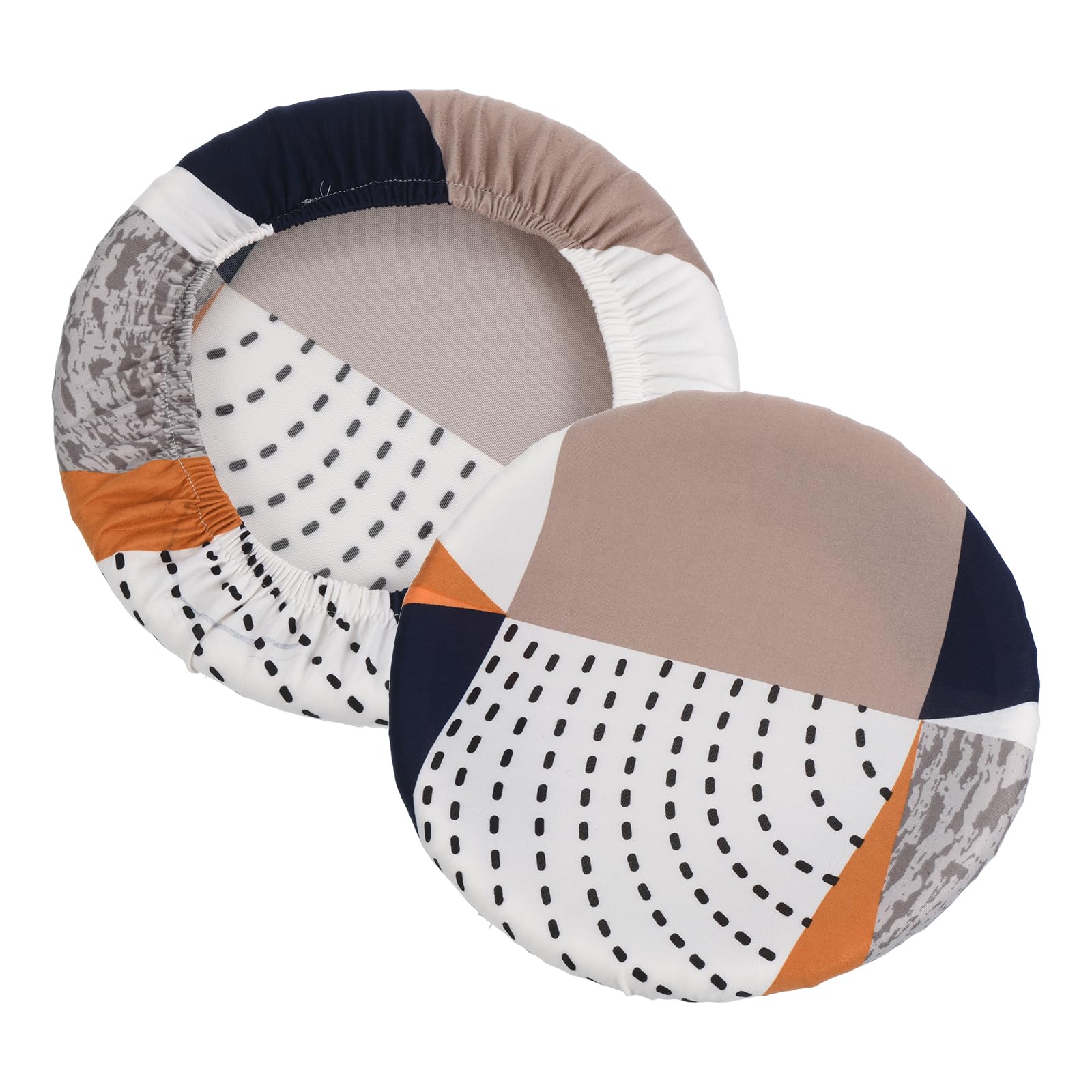 PATIKIL 11" Round Bar Stool Cover, 2 Pack Washable Elastic Stool Cushion Cover for Diameter 12"-18" Chair, Black White Orange