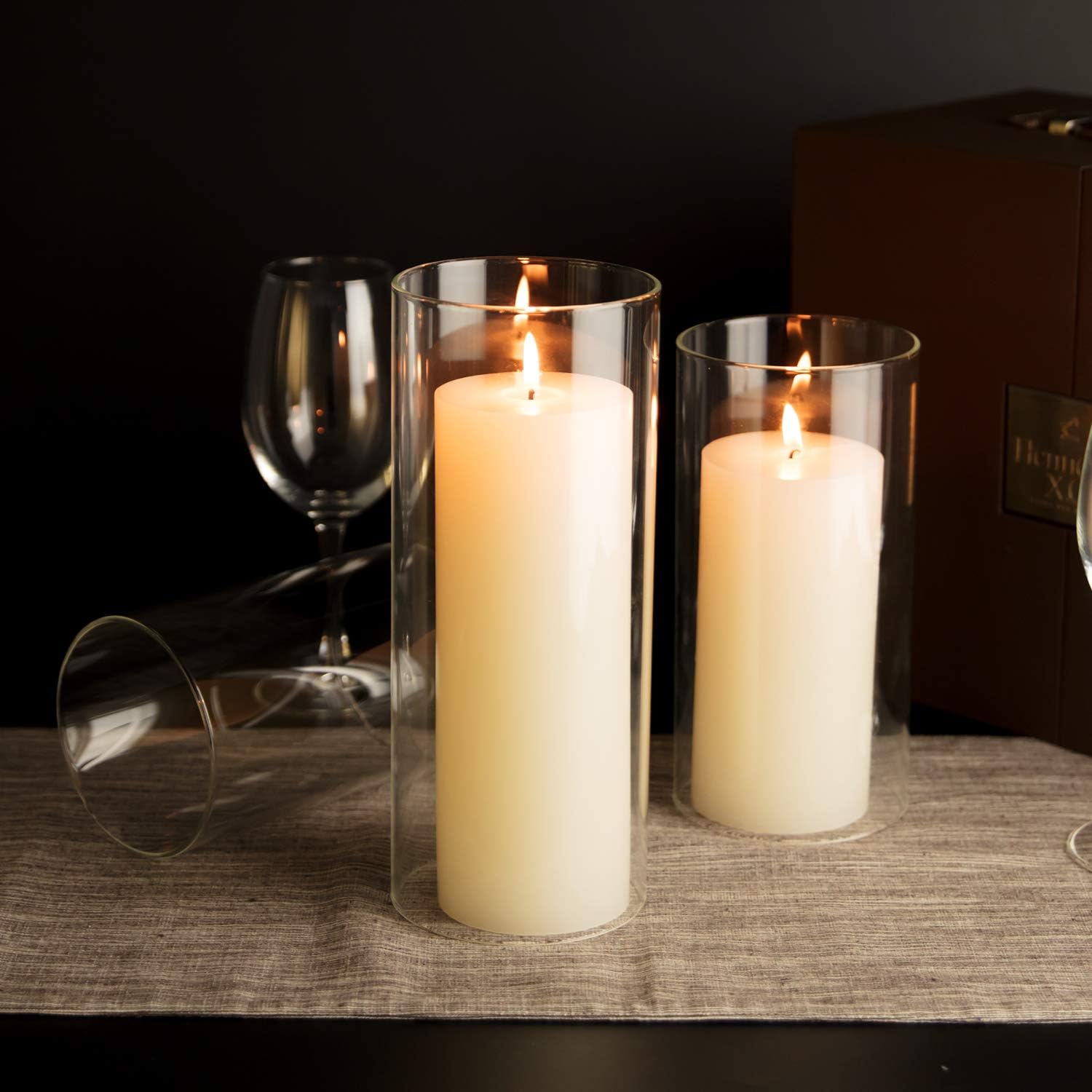 WGVI Clear Hurricane Candleholder,Glass Chimney for Candle Open Ended, Chimney Tube of Sizes in Various for Choice, 4" Wide x 8" Tall: Kitchen & Dining