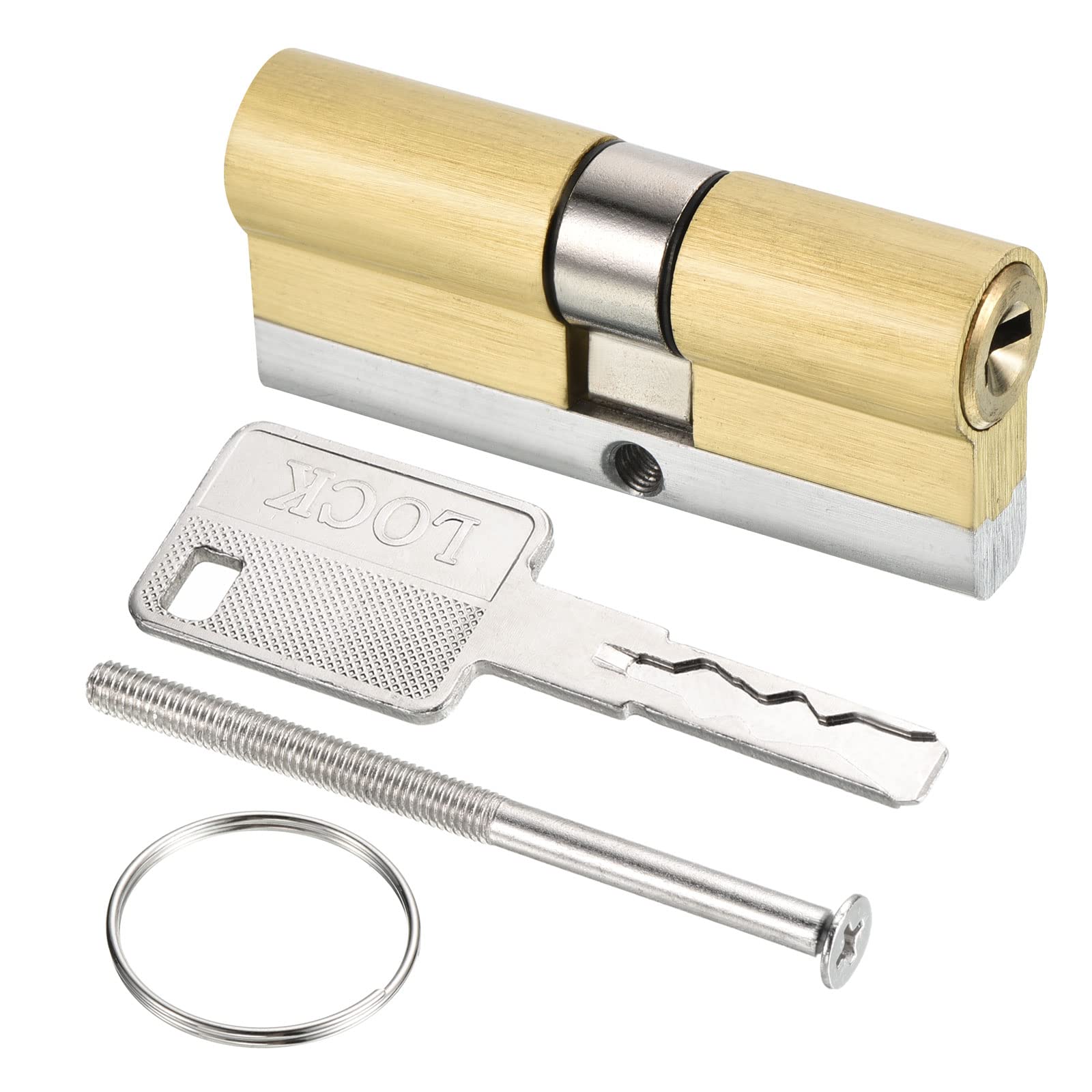 PATIKIL 32.5/37.5 (70mm Overall) European Double Lock Cylinder, Door Cylinder Lock with 8 Keys for Wooden Doors, Aluminum Doors