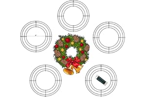 MTB GARDEN 8 Inch Christmas Green Wire Wreath Frame 5 Pack Metal Front Door Wreath Round Form Iron Ring for Christmas, New Year Decors, Crafts, DIY, Holidays, Events