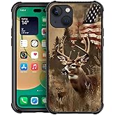 DJSOK Case Compatible with iPhone 14,H American Flag Elk Deer with Four Corners Shockproof Protection Soft TPU Bumper and Hard PC Pattern Back Case for iPhone 14