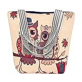 Allegorly Femme Sac à Main en Toile, Hibou Impression Grande Capacité Ordinateur