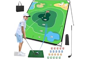 Liberry Golf Chipping Game with Large Chipping Mat, 2 Adjustable Clubs, 20 Sticky Balls, Outdoor Indoor Sports Training Christmas Toy Gift for Adults Kids, Family Yard Target Game