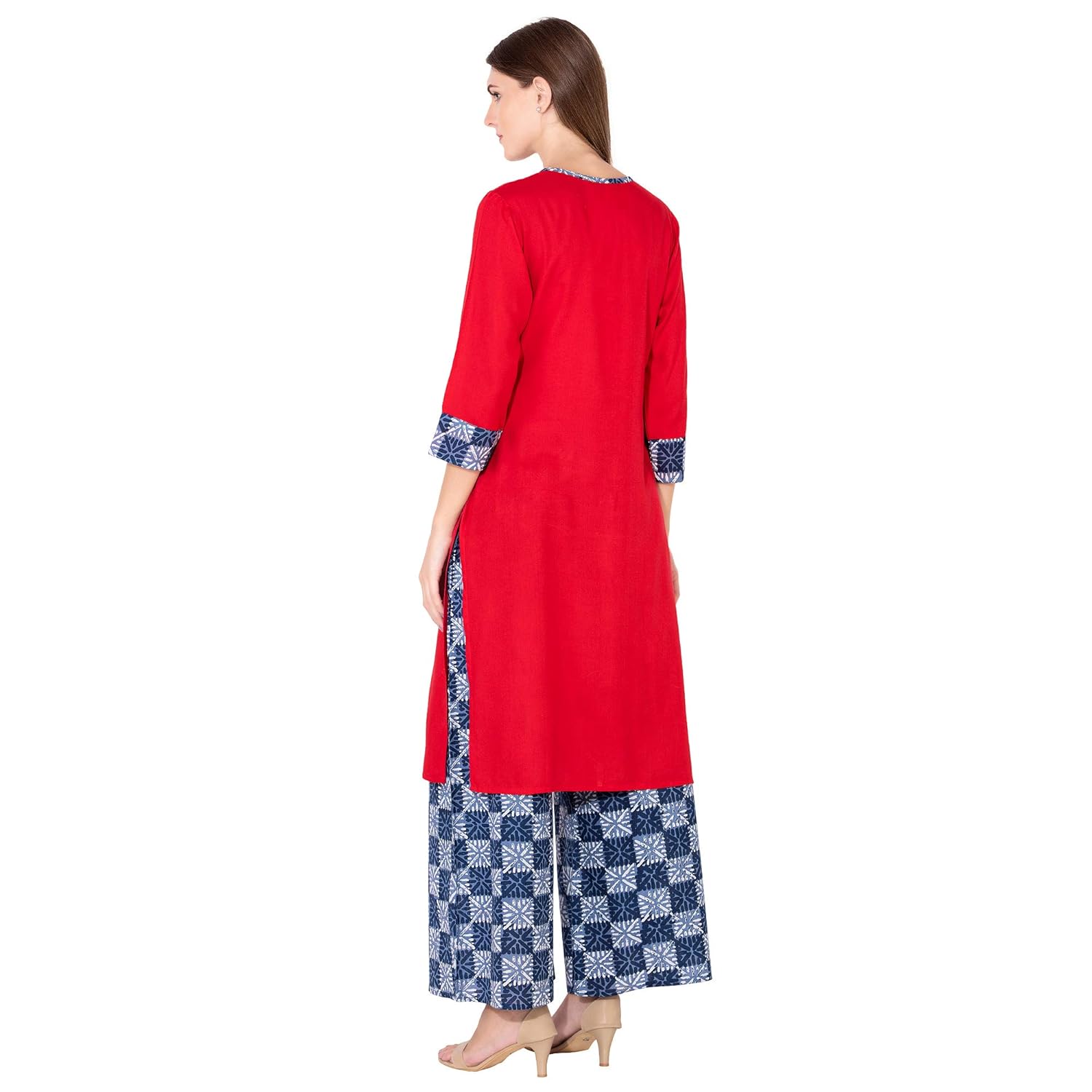 sanganeri kurti women's rayon kurta with printed palazzo set