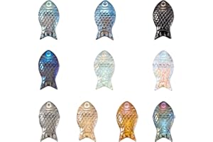 100Pcs Animal Fish Beads Ocean Sea Glass Beads 10 Colors Bulk Rainbow Plated Shaped Bead for Crafts Jewelry Making Home Decor