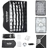 Godox UL-30x45 Rectangular Softbox 11.8x17.7in with Bowens Mount | Quick-Release Umbrella Design with Grid and Deflector for Soft Even Lighting, Ideal for LED Video and Photography Lighting