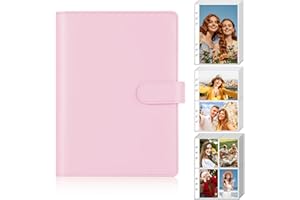 Antner A5 Kpop Photocard Binder 6-Ring Card Collector Album with 40 Pack Card Sleeves, PU Leather Photocard Holder Book with Multi-Size Photo Protectors for Organizing Trading Cards, Pink A5 Binder