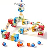 130 PCS Marble Run Building Blocks, STEM Educational Marble Maze Toy, DIY Rolling Ball Race Track Game, Safe Thick ABS Construction, Ideal Birthday for Boys Girls