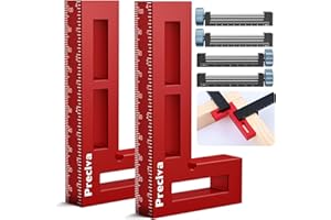 Preciva Corner Clamps for Woodworking, 90 Degree Positioning Squares with 4 C-Clamps, High-Strength Aluminum Alloy for Perfec