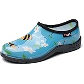 HISEA Waterproof Garden Shoe for Women Outdoor Slip-On Garden Clogs Rubber Rain Boots Short Ankle Booties Rain Shoes with Comfort Insole