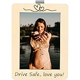 MOTOFITOOL Car Visor Picture Frame, Drive Safe I Love You Visor Clip, Car Photo Holder, Premium Wood Car Visor Clip, Personalized Photo Holder Gift For Valentine's Birthday Present