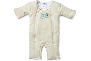 Magic Sleepsuit Baby Merlin's Cotton Baby Swaddle Transition Product - Soft and Cozy Design, Double Zipper for Easy Diaper Changes, Promotes Safe Sleep, 3-6 Months - Cream - Small 12-18lbs