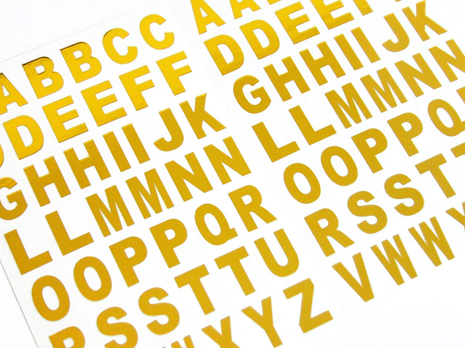13.5mm Gold on Clear Vinyl Sticky Letters, Alphabet A-Z Stickers