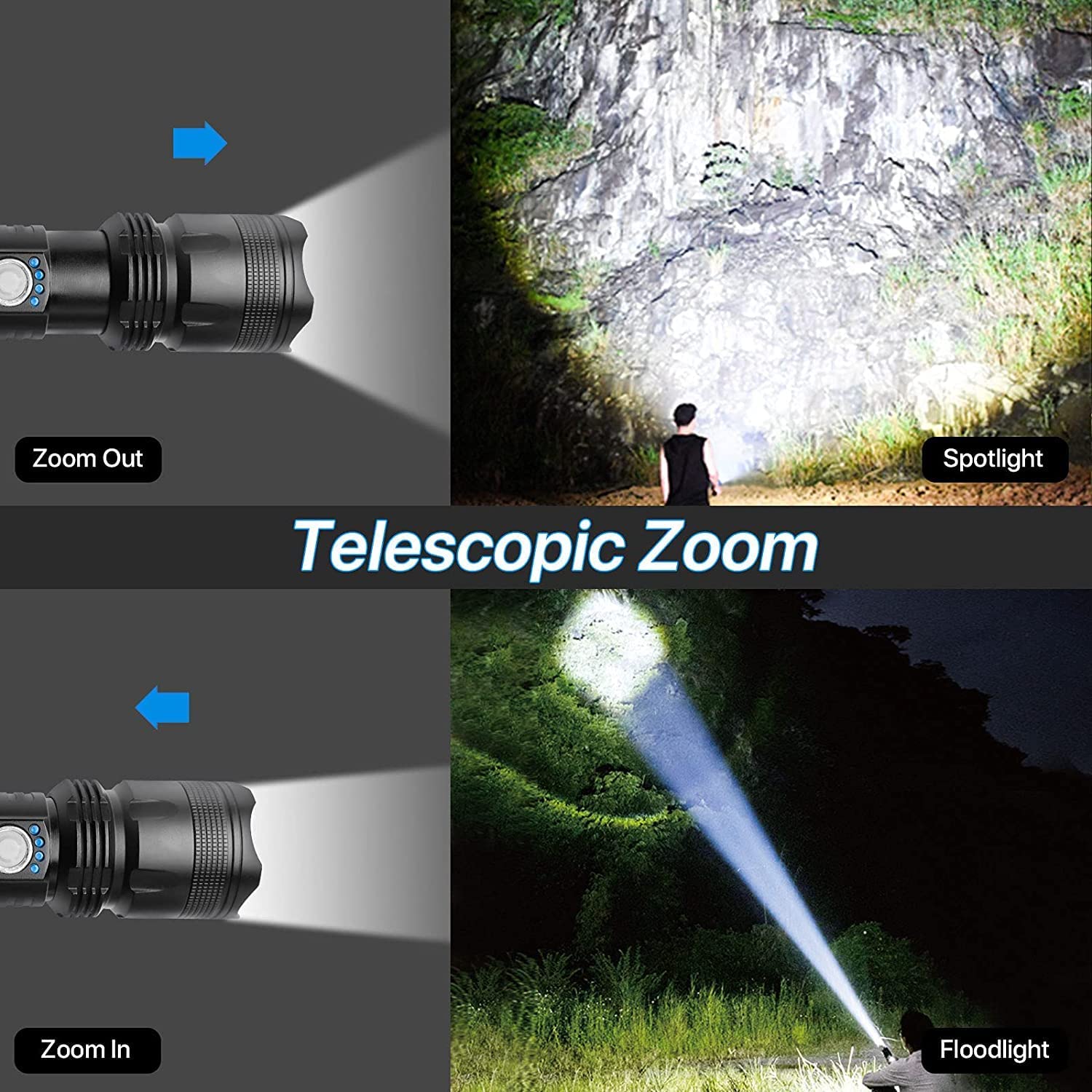 Rechargeable Flashlights High Lumens, 90000 Lumens Super Bright LED Flash Light, 5 Modes, IPX5 Waterproof Handheld Flash Light for Home, Emergencies, Camping