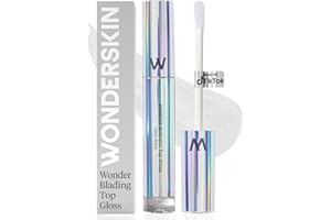 Wonderskin Lip Gloss Blading Top Gloss, Clear Glitter Lip Gloss, Hydrating and High Shine Finish Lip Makeup (Clear Shine)
