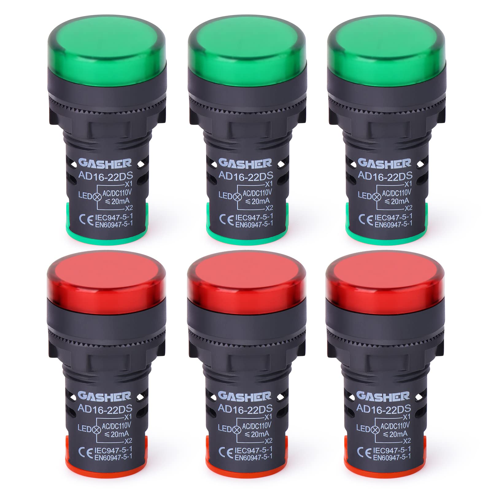 GASHER 12V/24V/110V 20mA Energy Saving Indicator