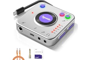 Synido Portable Guitar Audio Interface, 24-bit/96kHZ Audio Adapter with USB-C, Inst./Headphone Ports for Live Streaming, Music Recording Equipment for iPad/iPhone/Android/Mac/PC/Laptop, (A20)