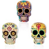 Smile Dia de los Muertos Wooden Block Decor | Sugar Skull Tiered Tray Tabletop for Home and Day of the Dead Decorations