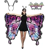 WhiteUniQoon Double-Sided Printing Butterfly Costume for Women, Halloween Costumes Adult Butterfly Wings for Women