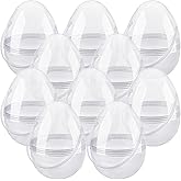 Restroma 10 Pcs 8 Inch 10 Inch Jumbo Clear Easter Egg with Handles Large Transparent Easter Eggs Empty DIY Plastic Egg Fillable for Easter Basket Goodies (Clear（ 8 Inch ）)