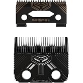 GAMMA+ Replacement Fixed &amp; Moving Hair Clipper Blade Set, Oil Reservoir | T1000 Echo, DLC Faper, Taper, Gold Titanium Fade, Black Diamond DLC, Cooler Operation, Sharper, Rust Free