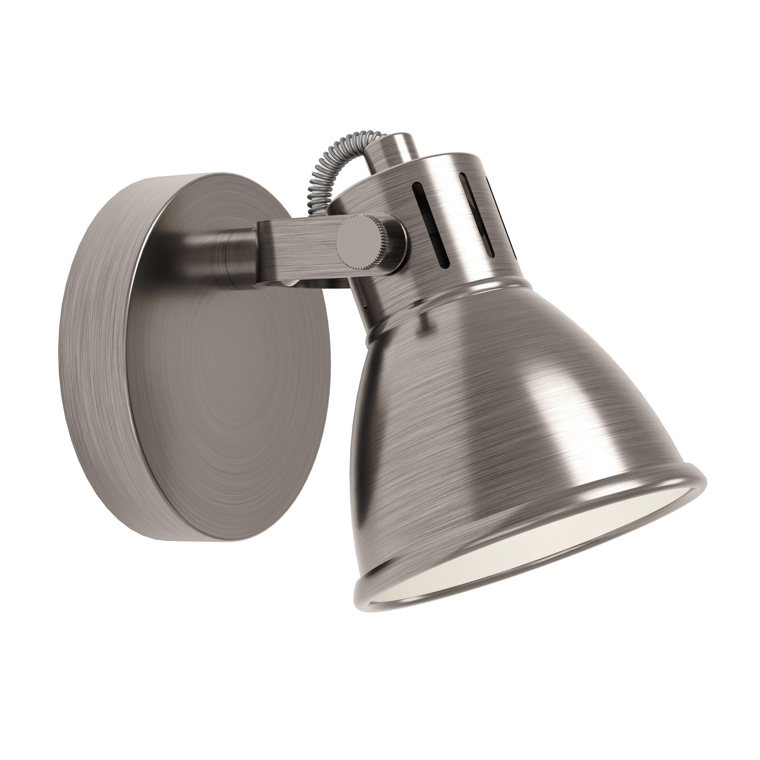 EGLO Seras LED Wall Light, Industrial Ceiling Light, Metal Ceiling Spotlight, Living Room Lamp in Antique Nickel, Hallway Lamp, Spot Light Including GU10 Bulb, Warm White