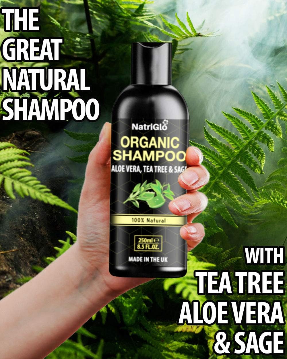 Tea Tree Shampoo for Dry Itchy Scalp, Organic Natural Anti Dandruff Shampoo, Sulfate-Free, Vegan & Cruelty-Free - Image 3