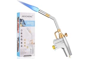 JAYICHENG Propane Torch Head,Trigger Start Mapp Gas Torch Head, JS12000 High Intensity Flame Welding Torch Head with Self Ignition and Flame Lock for Light Welding,Soldering,Brazing,Heating,Thawing and Cooking