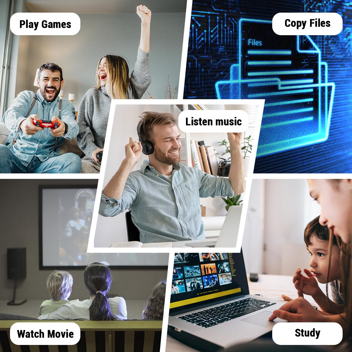 External CD/DVD Drive for Laptop, USB 3.0 & Type-C Portable CD DVD Burner, CD ROM +/-RW External DVD CD Drive, DVD Player for Laptop Compatible with Desktop, PC, Windows, Linux, Mac OS, Apple