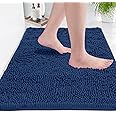 Ultra Soft Texture Chenille Plush Bath Rugs Floor Mats, Bath Rug Non Slip Microfiber Door Mat for Kitchen/Entryway/Living Room (30 x 20 inches, Blue)