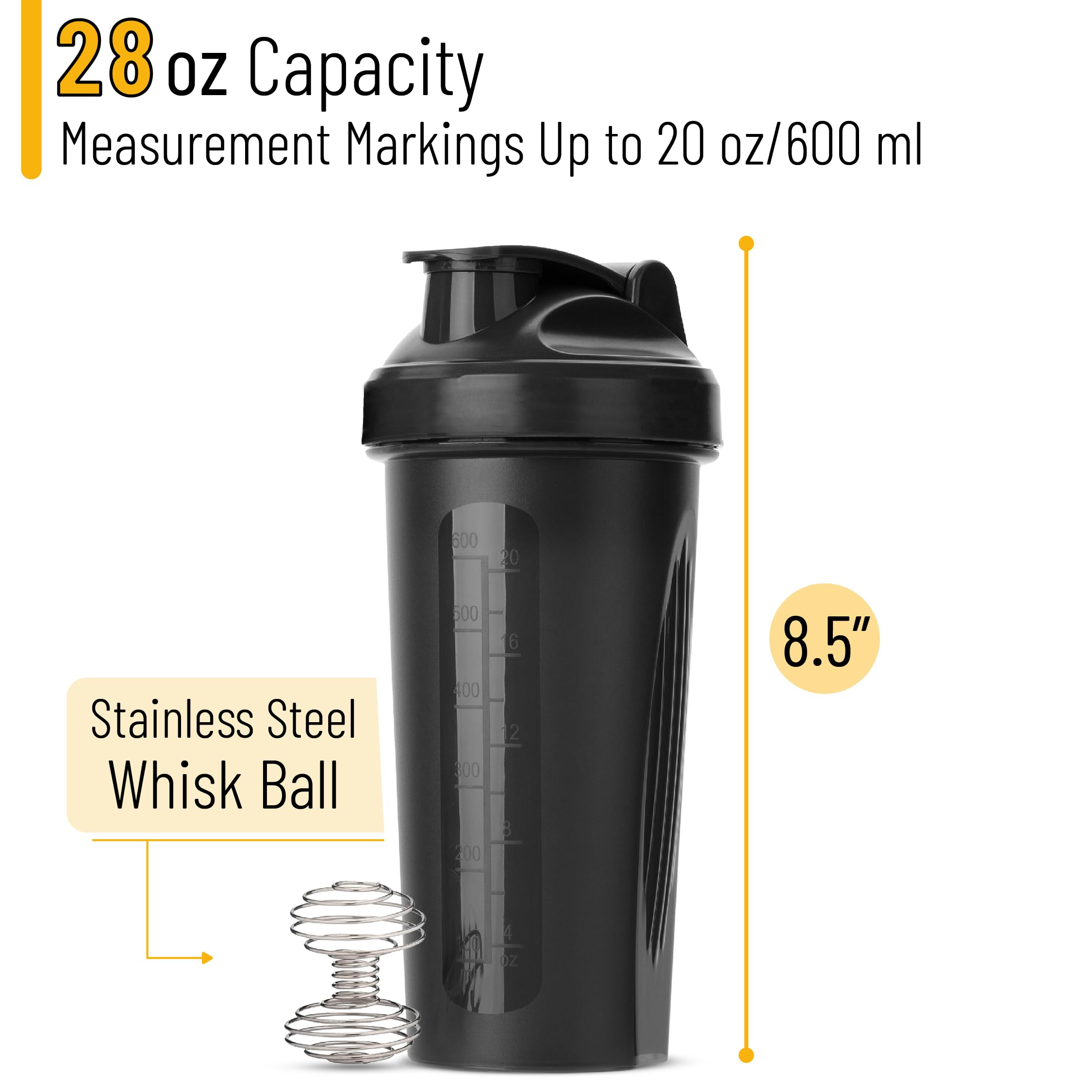 Mr. Pen- Shaker Bottles for Protein Mixes, 28 oz, Shaker Bottle with Wire Whisk Ball, Protein Shaker Bottle, Shaker Cup, Protein Shaker, Protein Shake Bottle, Bottle Shaker, Shake Bottle