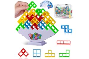 CERBONNY 48Pcs Tetra Tower Stacking Blocks Game, Board Games for Families, Parties, Travel and Team Building, Suitable for 1-4 Players Kids & Adults Toys