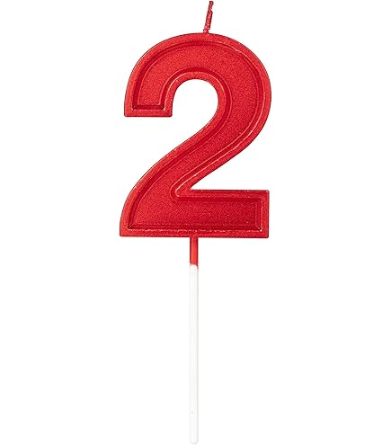 Amazon.com: Red Birthday Candles 2 Candle 2nd Two Years Cake