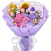 YSHomy Crochet Flowers, Crochet Flower Bouquet with 14 Crochet Flowers of Sunflower, Roses, Purple Lily Bouquet,Gifts for Birthday,Graduation,Thanksgiving,Get Well,Valentine's Day(Include Card)