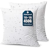 Phantoscope Premium Outdoor Pillow Inserts - Pack of 2 Square Form Water Resistant Polyester Throw Pillows, Couch Sham Cushion Stuffer, 18 X 18 inches