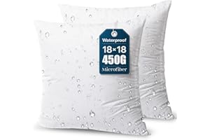 Phantoscope Premium Outdoor Pillow Inserts - Pack of 2 Square Form Water Resistant Polyester Throw Pillows, Couch Sham Cushion Stuffer, 18 X 18 inches