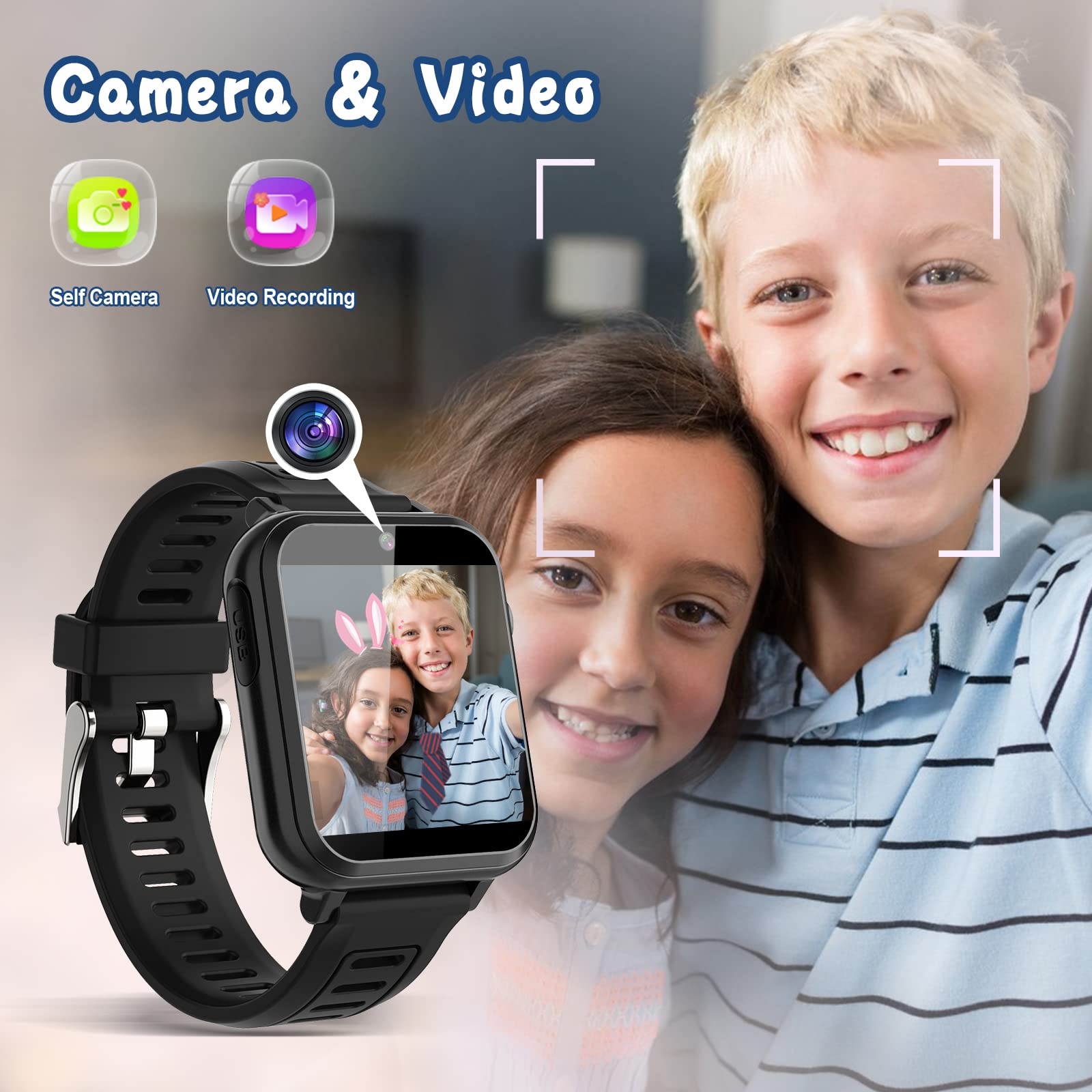 Sedzofan Smart Watch for Kids with 24 Puzzle Games HD Touch Screen Camera Music Player Pedometer Alarm Clock Calculator Flashlight 12/24 hr Kids Watches Gift for 4-12 Year Old Boys Toys for Kid