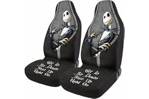 GENANY Horror Nightmare Skellington 2 Front Car Seat Covers for Car Truck SUV, Christmas Car Gifts, Durable Bucket Seat Cover, Protective Interior Decor